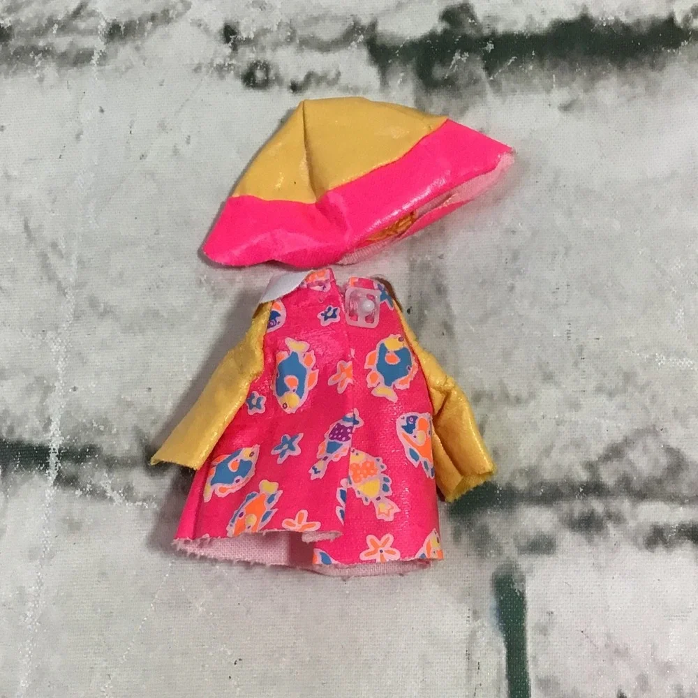 Barbie Kelly Doll Outfit‎ Rain Coat W Matching Hat Pink Yellow